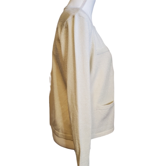 J. McLaughlin Sparkle Metallic Top Button Open Cardigan - Picture 5 of 10